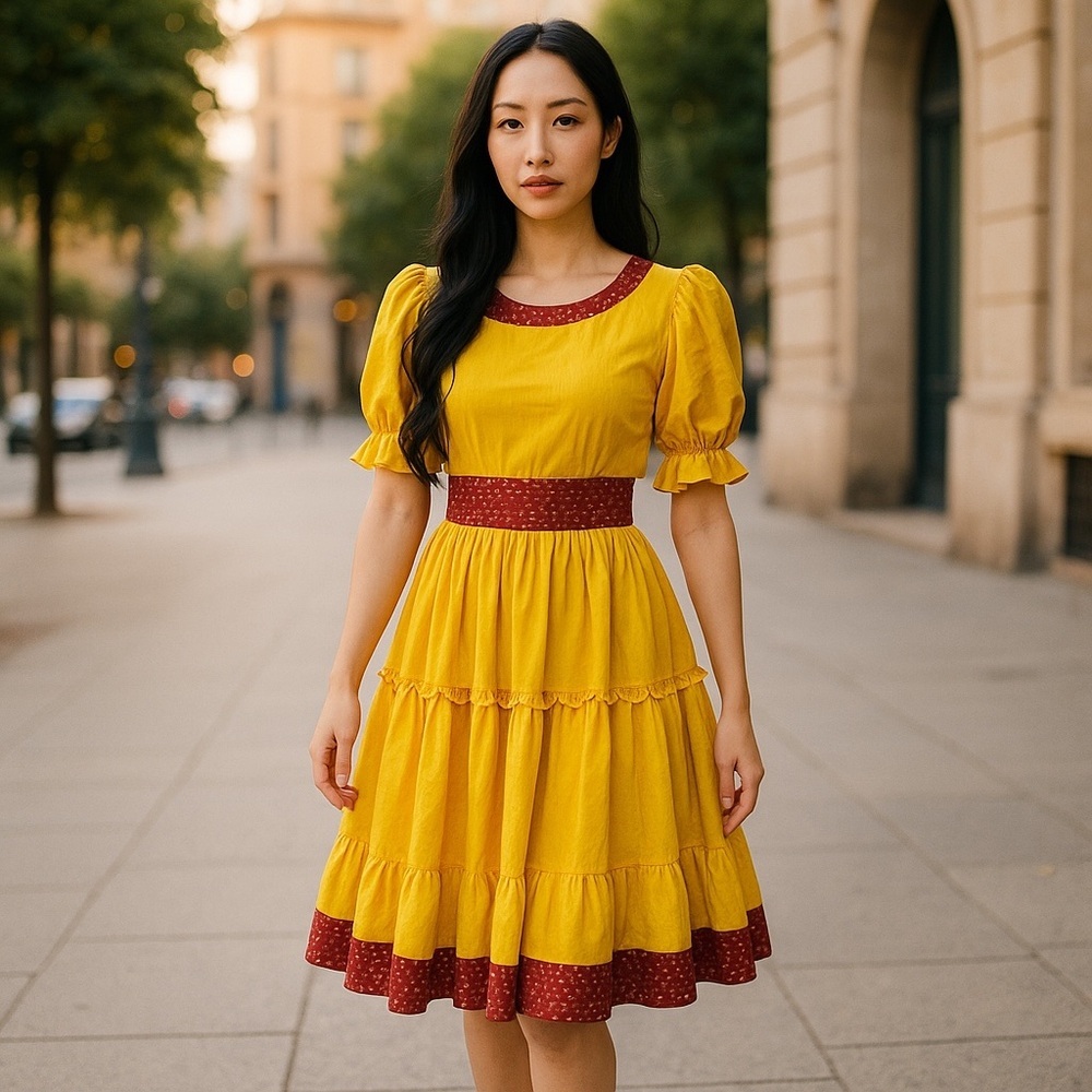 Vintage 1950âs Yellow Red Paisley Prairie Patio Dress